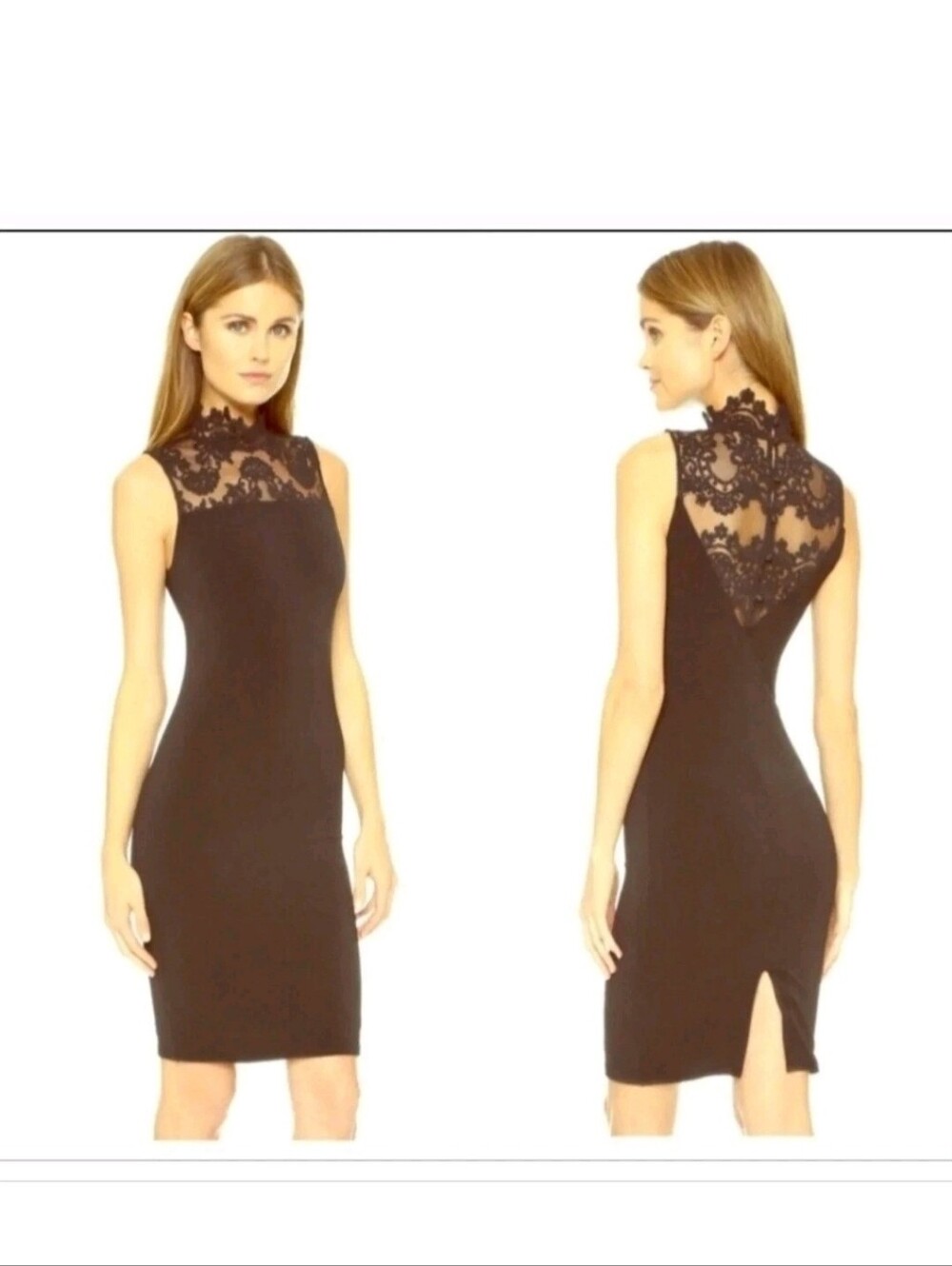 Alice  + Olivia  Lace Mock Neck Sleeveless Knee Length Dress Size 6